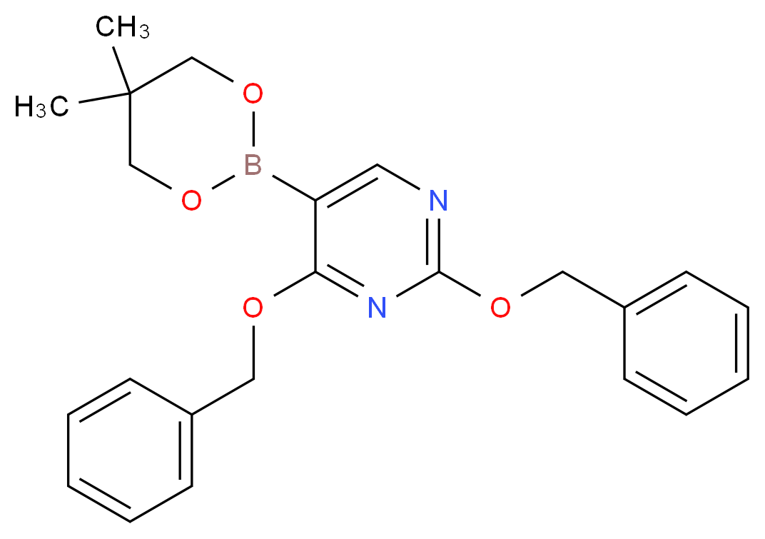 2,4-bis(benzyloxy)-5-(5,5-dimethyl-1,3,2-dioxaborinan-2-yl)pyrimidine_分子结构_CAS_1072944-91-2