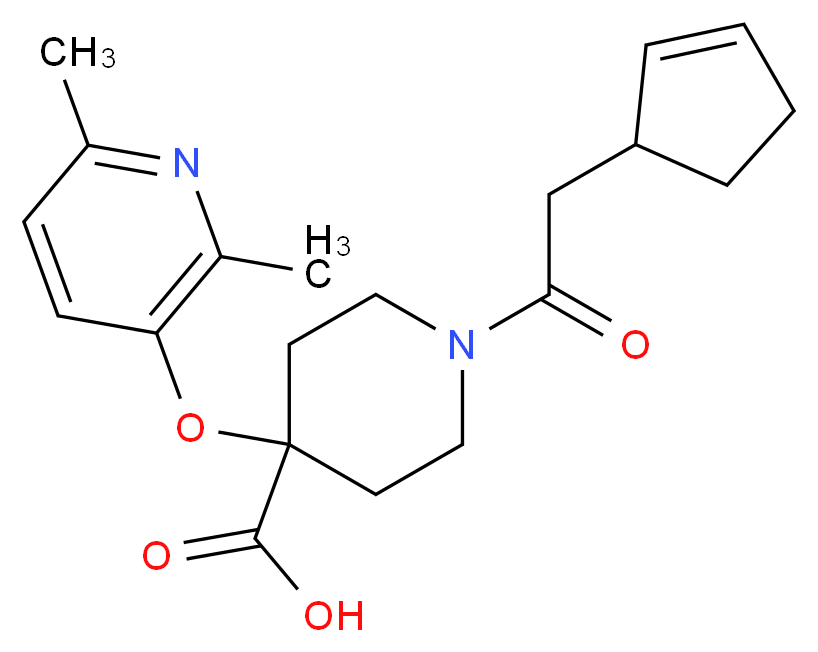 1-(cyclopent-2-en-1-ylacetyl)-4-[(2,6-dimethylpyridin-3-yl)oxy]piperidine-4-carboxylic acid_分子结构_CAS_)