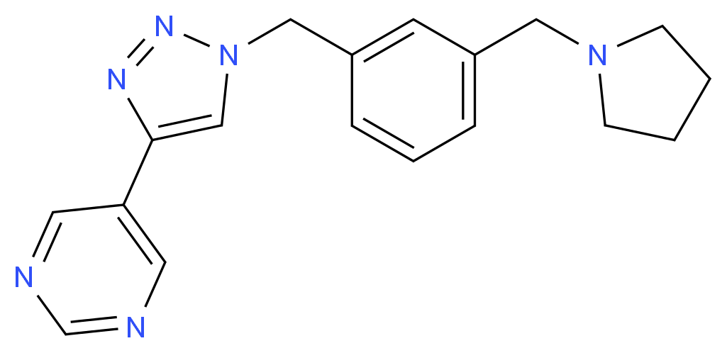 5-{1-[3-(pyrrolidin-1-ylmethyl)benzyl]-1H-1,2,3-triazol-4-yl}pyrimidine_分子结构_CAS_)