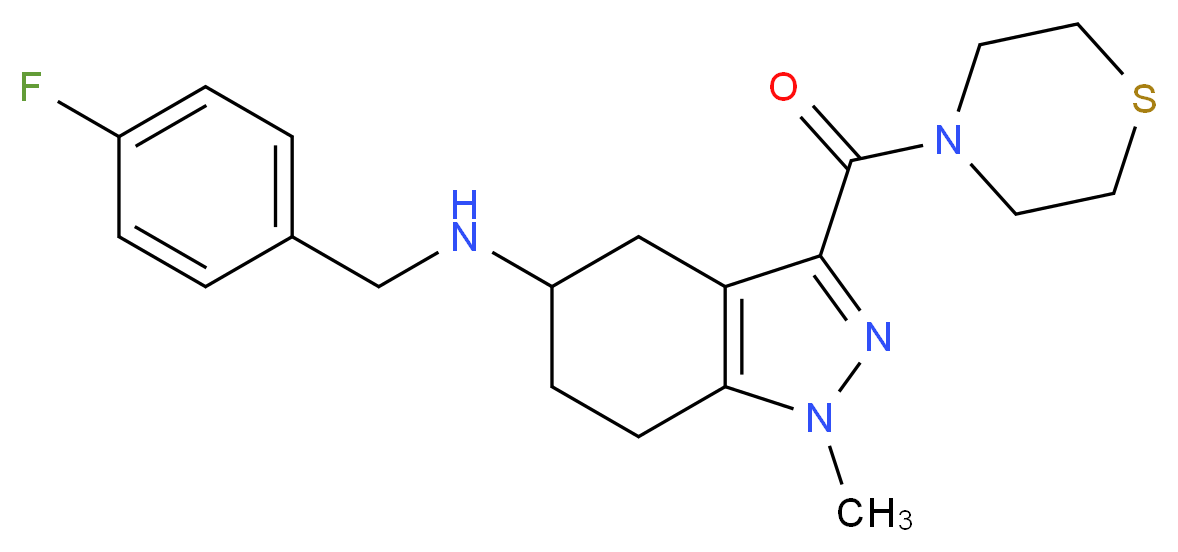 N-(4-fluorobenzyl)-1-methyl-3-(4-thiomorpholinylcarbonyl)-4,5,6,7-tetrahydro-1H-indazol-5-amine_分子结构_CAS_)