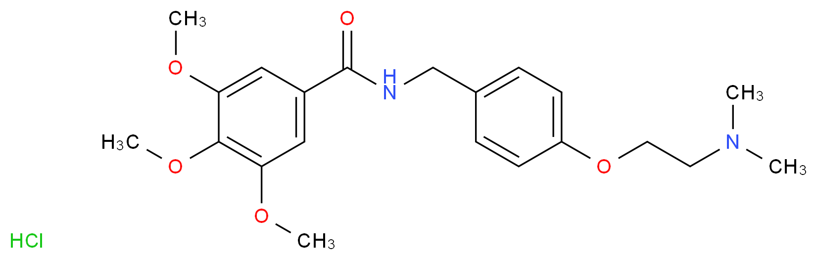 N-({4-[2-(dimethylamino)ethoxy]phenyl}methyl)-3,4,5-trimethoxybenzamide hydrochloride_分子结构_CAS_554-92-7