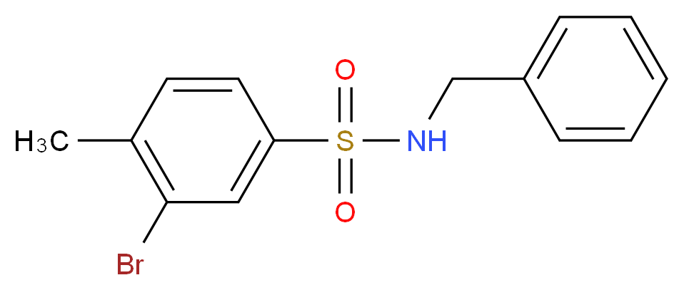 N-benzyl-3-bromo-4-methylbenzene-1-sulfonamide_分子结构_CAS_850429-67-3