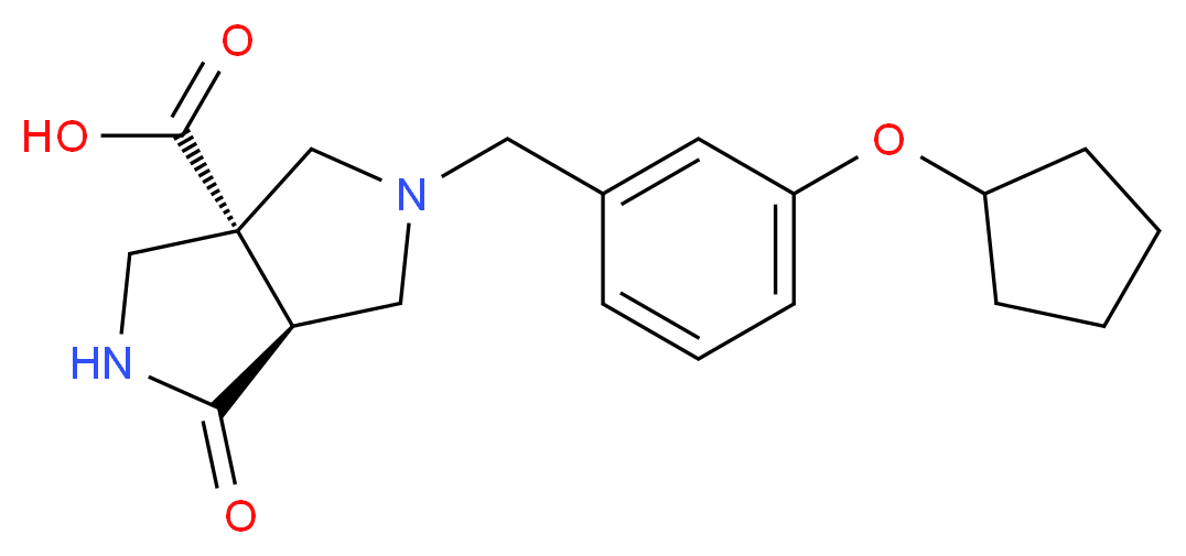 (3aR*,6aS*)-5-[3-(cyclopentyloxy)benzyl]-1-oxohexahydropyrrolo[3,4-c]pyrrole-3a(1H)-carboxylic acid_分子结构_CAS_)