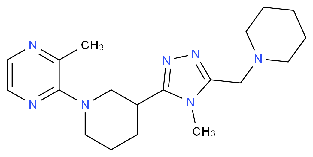 2-methyl-3-{3-[4-methyl-5-(piperidin-1-ylmethyl)-4H-1,2,4-triazol-3-yl]piperidin-1-yl}pyrazine_分子结构_CAS_)
