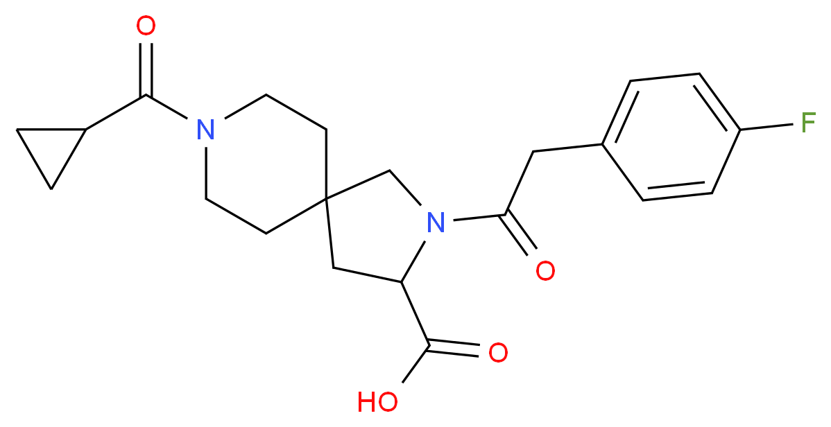 8-(cyclopropylcarbonyl)-2-[(4-fluorophenyl)acetyl]-2,8-diazaspiro[4.5]decane-3-carboxylic acid_分子结构_CAS_)
