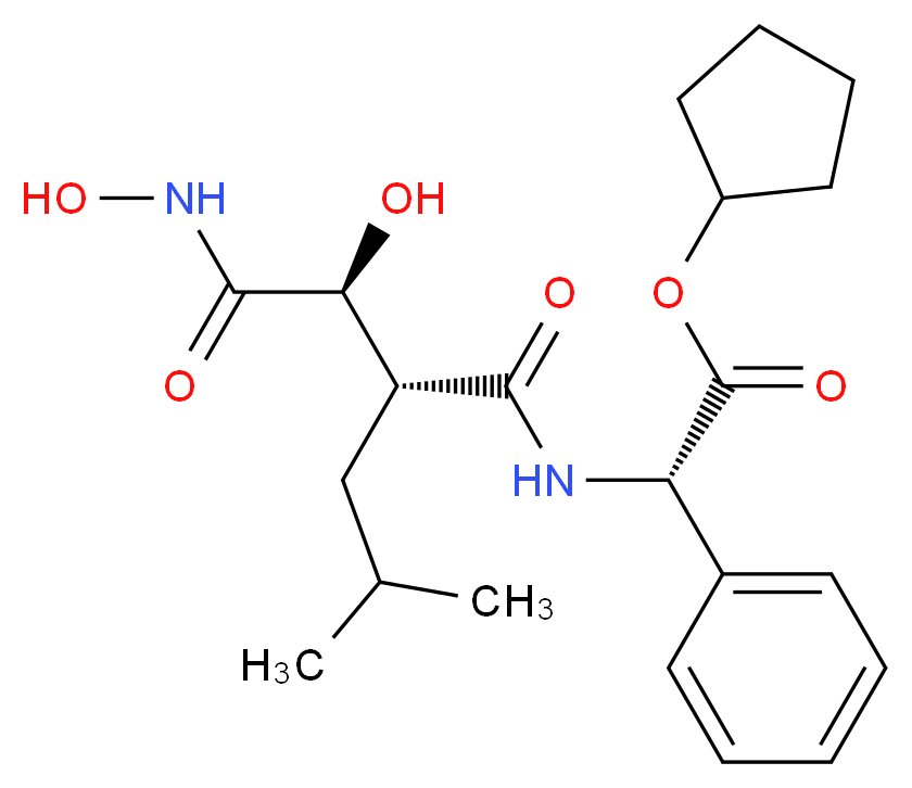 cyclopentyl (2S)-2-[(2R,3S)-3-hydroxy-3-(hydroxycarbamoyl)-2-(2-methylpropyl)propanamido]-2-phenylacetate_分子结构_CAS_238750-77-1