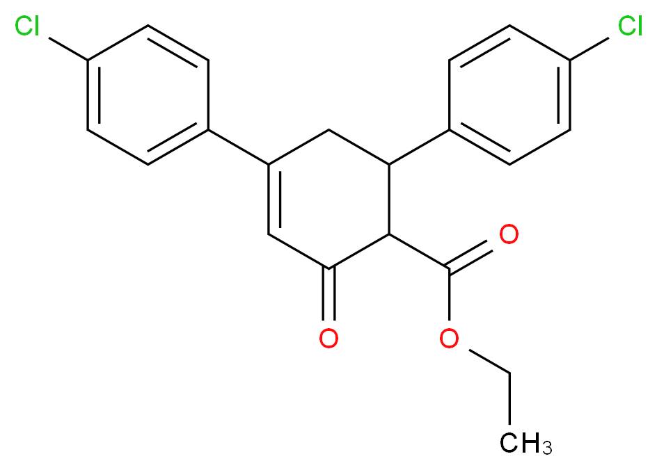 Ethyl 4,6-bis(4-chlorophenyl)-2-oxo-3-cyclohexene-1-carboxylate_分子结构_CAS_26379-96-4)