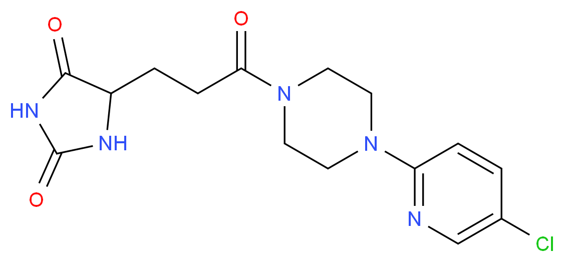 5-{3-[4-(5-chloro-2-pyridinyl)-1-piperazinyl]-3-oxopropyl}-2,4-imidazolidinedione_分子结构_CAS_)
