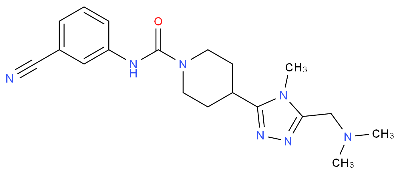 N-(3-cyanophenyl)-4-{5-[(dimethylamino)methyl]-4-methyl-4H-1,2,4-triazol-3-yl}piperidine-1-carboxamide_分子结构_CAS_)