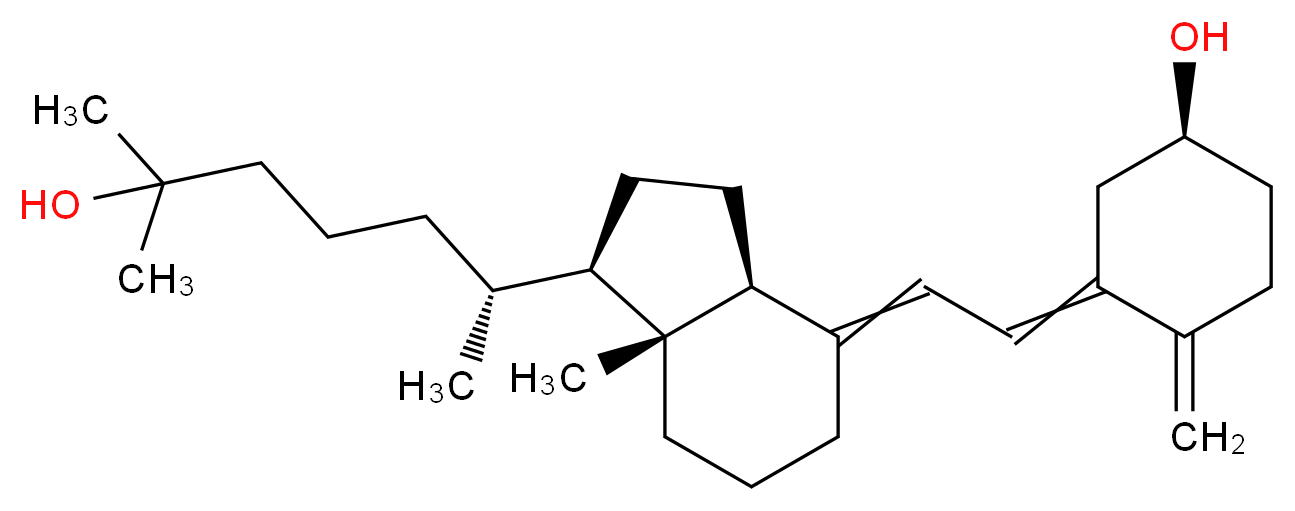 (1S)-3-{2-[(1R,3aS,7aR)-1-[(2R)-6-hydroxy-6-methylheptan-2-yl]-7a-methyl-octahydro-1H-inden-4-ylidene]ethylidene}-4-methylidenecyclohexan-1-ol_分子结构_CAS_63283-36-3