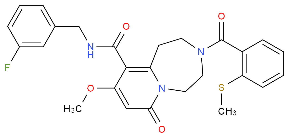 N-(3-fluorobenzyl)-9-methoxy-3-[2-(methylthio)benzoyl]-7-oxo-1,2,3,4,5,7-hexahydropyrido[1,2-d][1,4]diazepine-10-carboxamide_分子结构_CAS_)