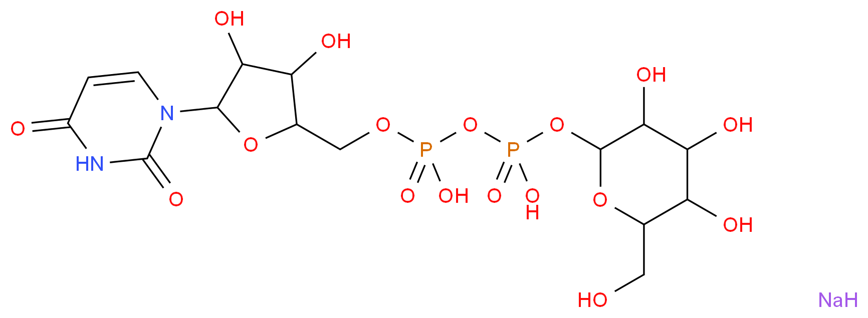 {[5-(2,4-dioxo-1,2,3,4-tetrahydropyrimidin-1-yl)-3,4-dihydroxyoxolan-2-yl]methoxy}({[hydroxy({[3,4,5-trihydroxy-6-(hydroxymethyl)oxan-2-yl]oxy})phosphoryl]oxy})phosphinic acid sodium_分子结构_CAS_108320-88-3