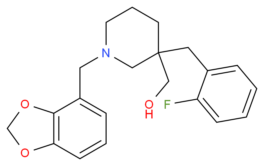 [1-(1,3-benzodioxol-4-ylmethyl)-3-(2-fluorobenzyl)-3-piperidinyl]methanol_分子结构_CAS_)