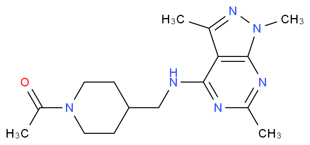 N-[(1-acetyl-4-piperidinyl)methyl]-1,3,6-trimethyl-1H-pyrazolo[3,4-d]pyrimidin-4-amine_分子结构_CAS_)