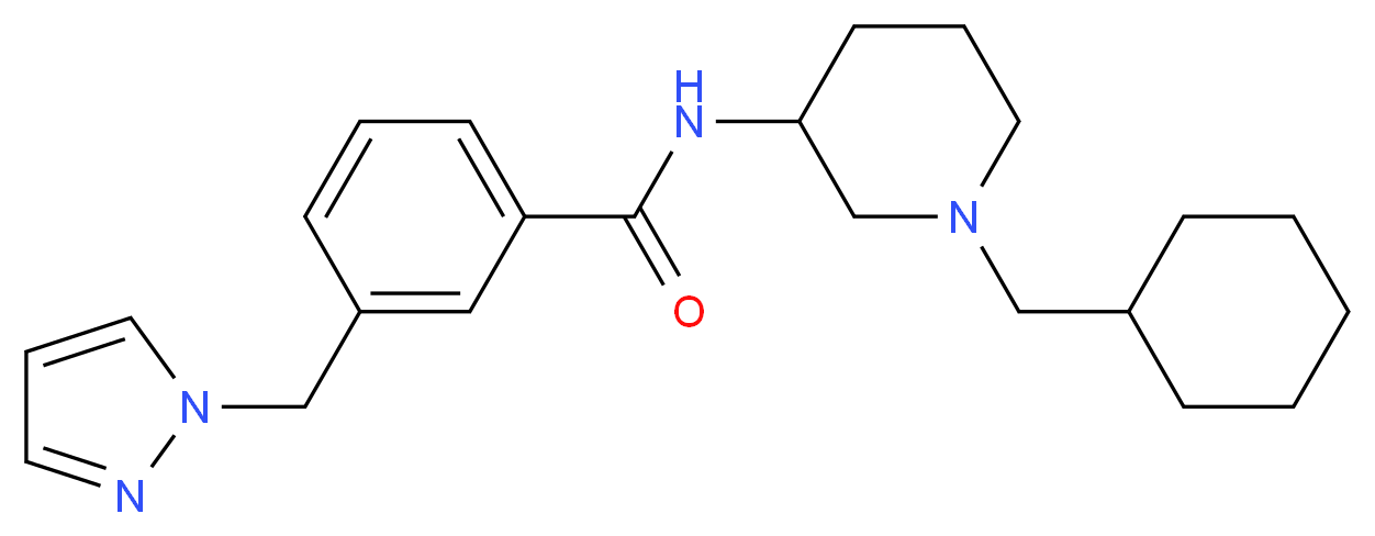 N-[1-(cyclohexylmethyl)-3-piperidinyl]-3-(1H-pyrazol-1-ylmethyl)benzamide_分子结构_CAS_)