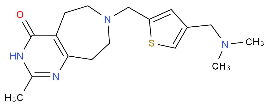 7-({4-[(dimethylamino)methyl]-2-thienyl}methyl)-2-methyl-3,5,6,7,8,9-hexahydro-4H-pyrimido[4,5-d]azepin-4-one_分子结构_CAS_)