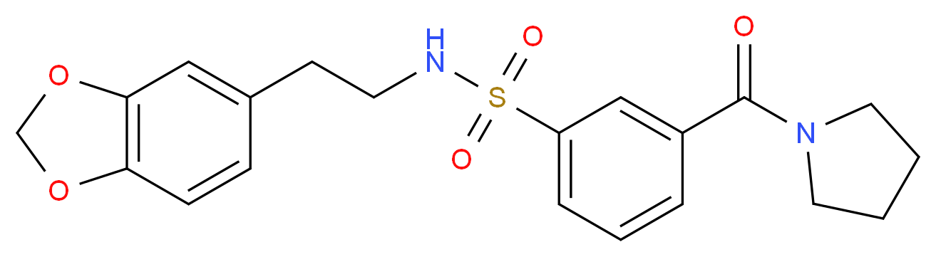 N-[2-(1,3-benzodioxol-5-yl)ethyl]-3-(pyrrolidin-1-ylcarbonyl)benzenesulfonamide_分子结构_CAS_)
