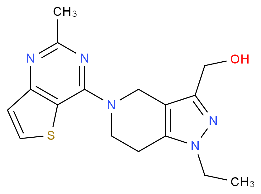 [1-ethyl-5-(2-methylthieno[3,2-d]pyrimidin-4-yl)-4,5,6,7-tetrahydro-1H-pyrazolo[4,3-c]pyridin-3-yl]methanol_分子结构_CAS_)