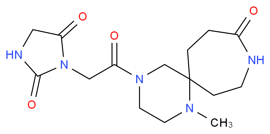 3-[2-(1-methyl-10-oxo-1,4,9-triazaspiro[5.6]dodec-4-yl)-2-oxoethyl]-2,4-imidazolidinedione_分子结构_CAS_)