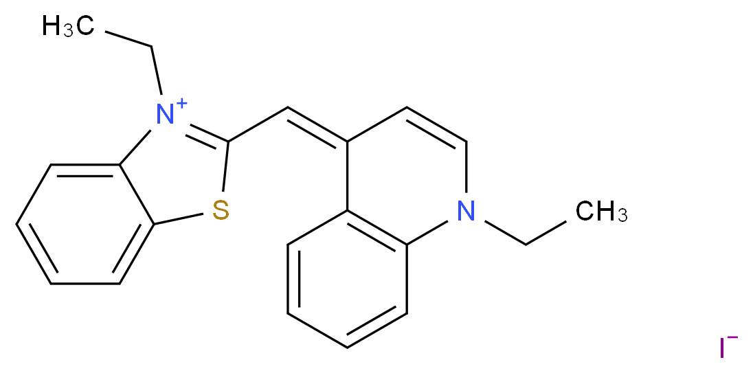 3-ethyl-2-{[(4Z)-1-ethyl-1,4-dihydroquinolin-4-ylidene]methyl}-1,3-benzothiazol-3-ium iodide_分子结构_CAS_15941-82-9