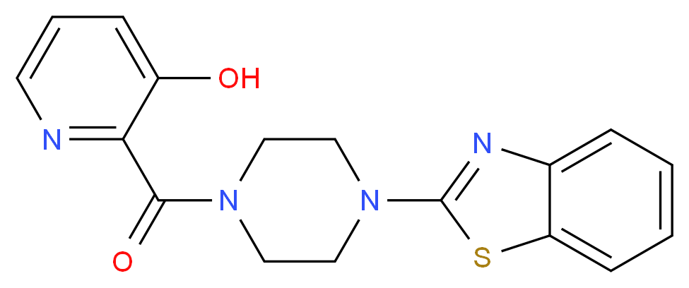 2-{[4-(1,3-benzothiazol-2-yl)-1-piperazinyl]carbonyl}-3-pyridinol_分子结构_CAS_)