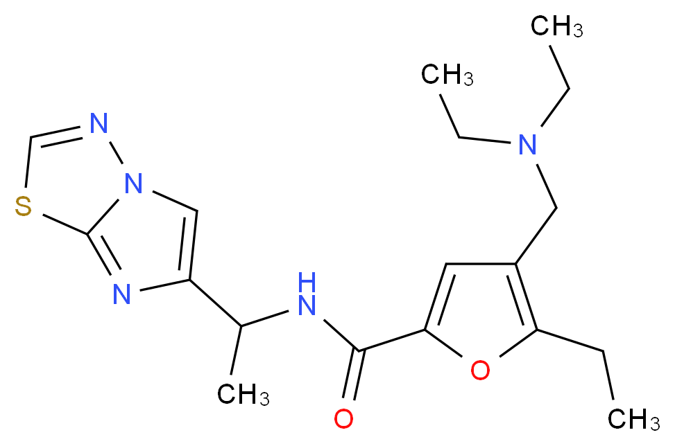 4-[(diethylamino)methyl]-5-ethyl-N-(1-imidazo[2,1-b][1,3,4]thiadiazol-6-ylethyl)-2-furamide_分子结构_CAS_)