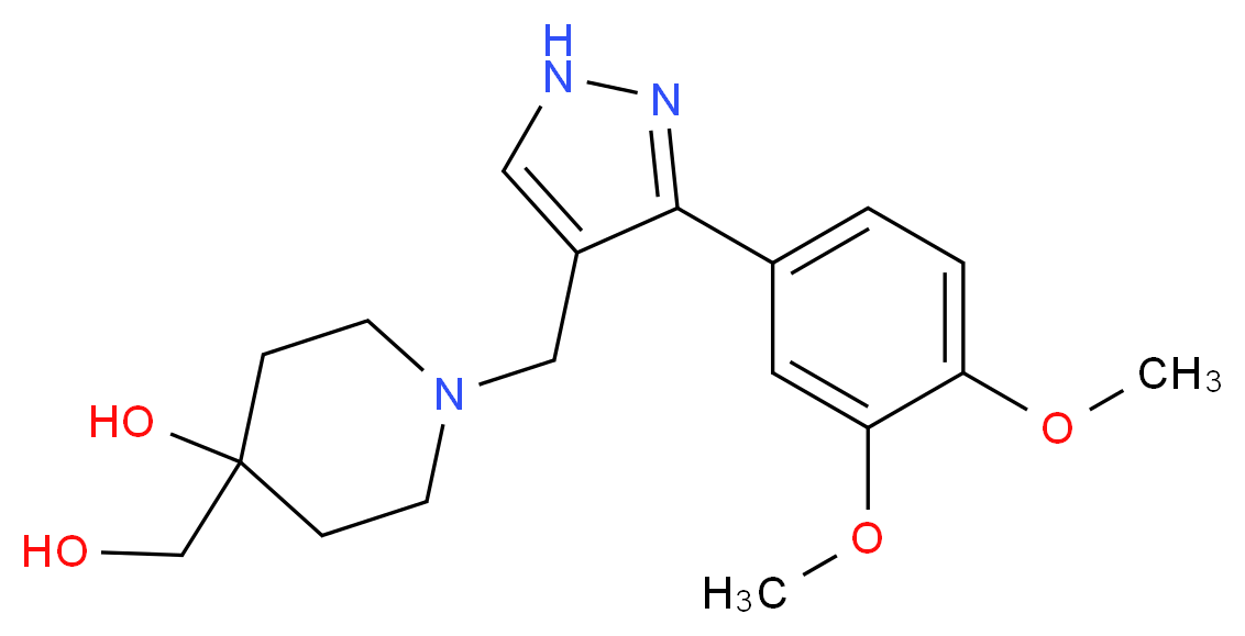 1-{[3-(3,4-dimethoxyphenyl)-1H-pyrazol-4-yl]methyl}-4-(hydroxymethyl)piperidin-4-ol_分子结构_CAS_)