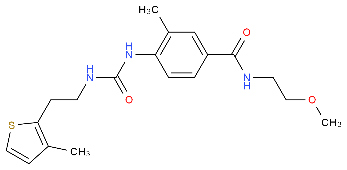 N-(2-methoxyethyl)-3-methyl-4-[({[2-(3-methyl-2-thienyl)ethyl]amino}carbonyl)amino]benzamide_分子结构_CAS_)