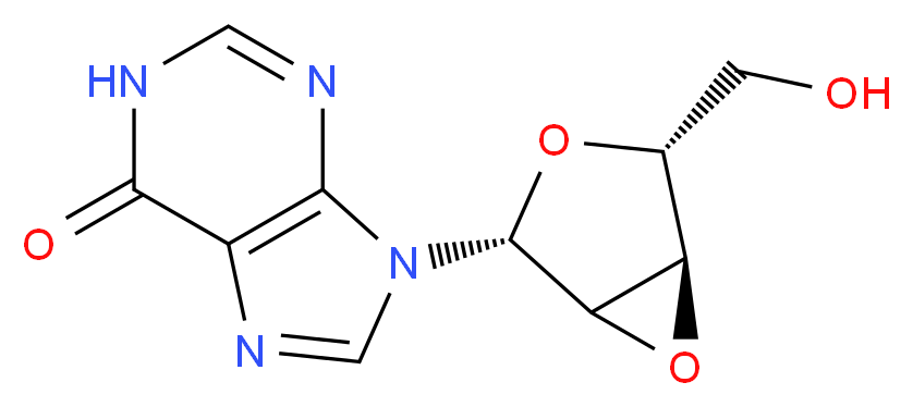 9-[(2R,4R,5R)-4-(hydroxymethyl)-3,6-dioxabicyclo[3.1.0]hexan-2-yl]-6,9-dihydro-1H-purin-6-one_分子结构_CAS_31766-13-9