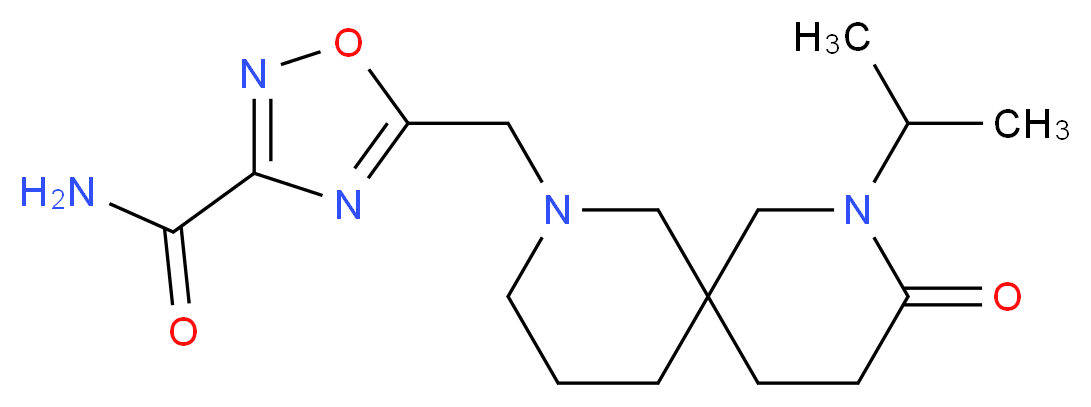 5-[(8-isopropyl-9-oxo-2,8-diazaspiro[5.5]undec-2-yl)methyl]-1,2,4-oxadiazole-3-carboxamide_分子结构_CAS_)