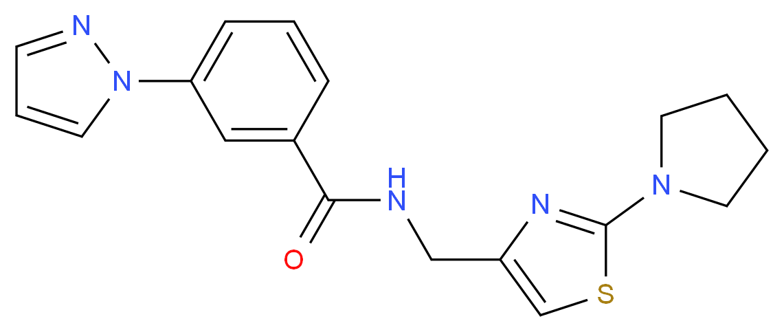 3-(1H-pyrazol-1-yl)-N-{[2-(1-pyrrolidinyl)-1,3-thiazol-4-yl]methyl}benzamide_分子结构_CAS_)