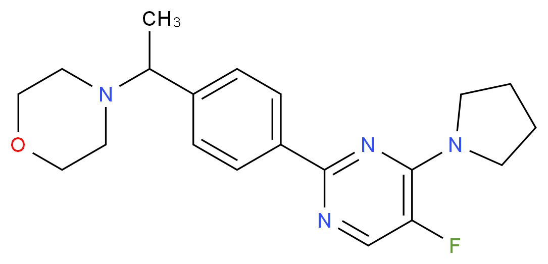 4-{1-[4-(5-fluoro-4-pyrrolidin-1-ylpyrimidin-2-yl)phenyl]ethyl}morpholine_分子结构_CAS_)