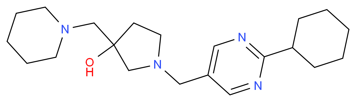 1-[(2-cyclohexylpyrimidin-5-yl)methyl]-3-(piperidin-1-ylmethyl)pyrrolidin-3-ol_分子结构_CAS_)