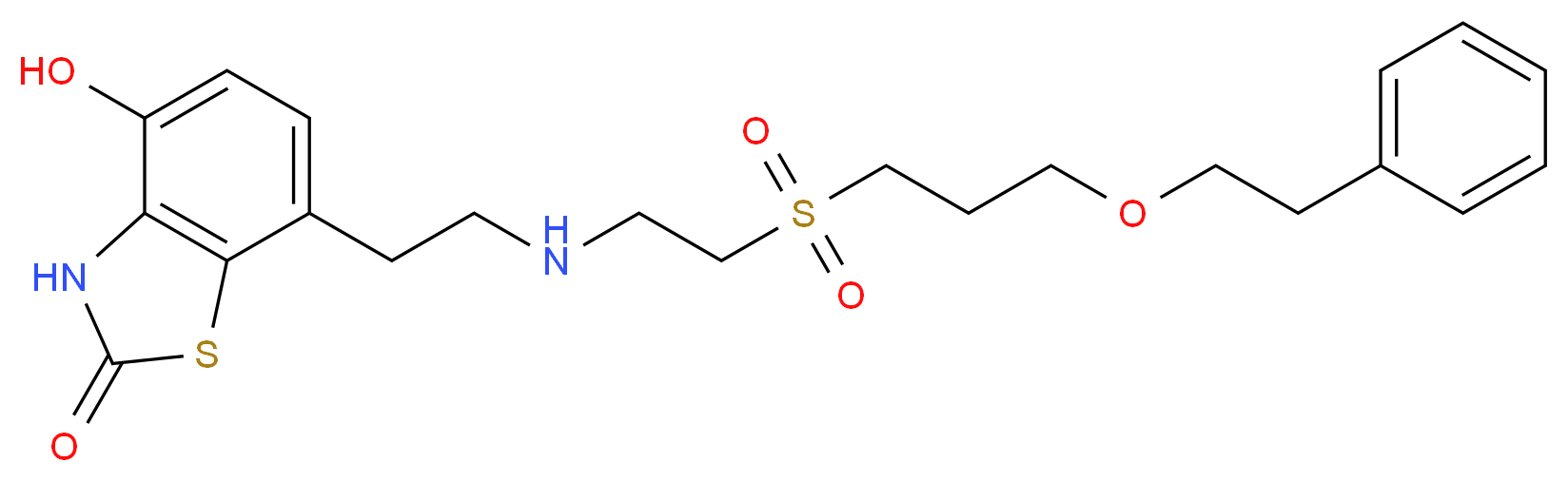 4-hydroxy-7-[2-({2-[3-(2-phenylethoxy)propanesulfonyl]ethyl}amino)ethyl]-2,3-dihydro-1,3-benzothiazol-2-one_分子结构_CAS_154189-40-9