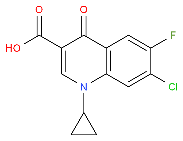 7-氯-6-氟-1-环丙基-1,4-二氢-4-氧-3-喹啉羧酸_分子结构_CAS_86393-33-1)