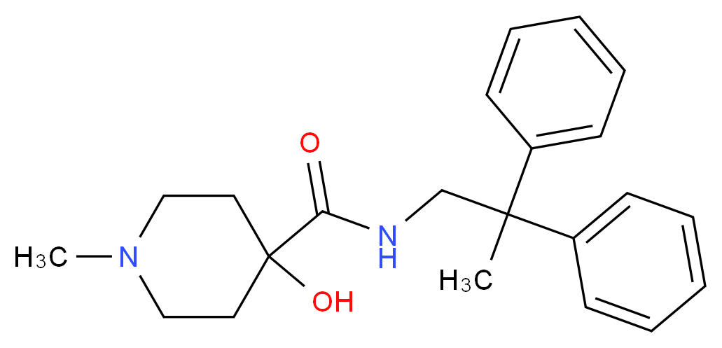 N-(2,2-diphenylpropyl)-4-hydroxy-1-methylpiperidine-4-carboxamide_分子结构_CAS_)