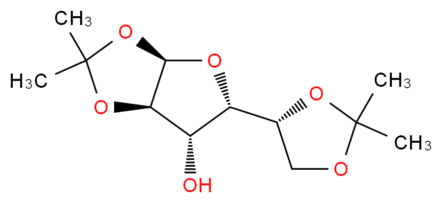 (3aR,5S,6S,6aR)-5-[(4R)-2,2-dimethyl-1,3-dioxolan-4-yl]-2,2-dimethyl-tetrahydro-2H-furo[2,3-d][1,3]dioxol-6-ol_分子结构_CAS_582-52-5