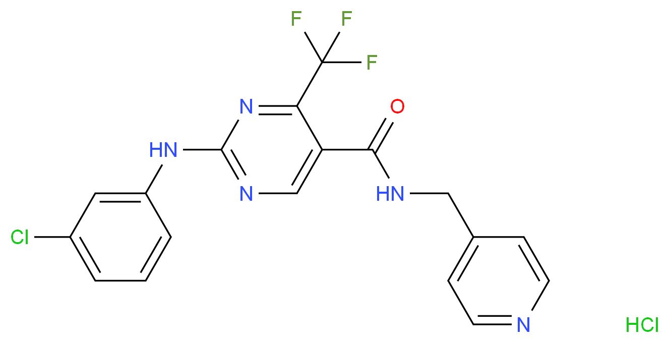 2-[(3-chlorophenyl)amino]-N-(pyridin-4-ylmethyl)-4-(trifluoromethyl)pyrimidine-5-carboxamide hydrochloride_分子结构_CAS_1092502-33-4