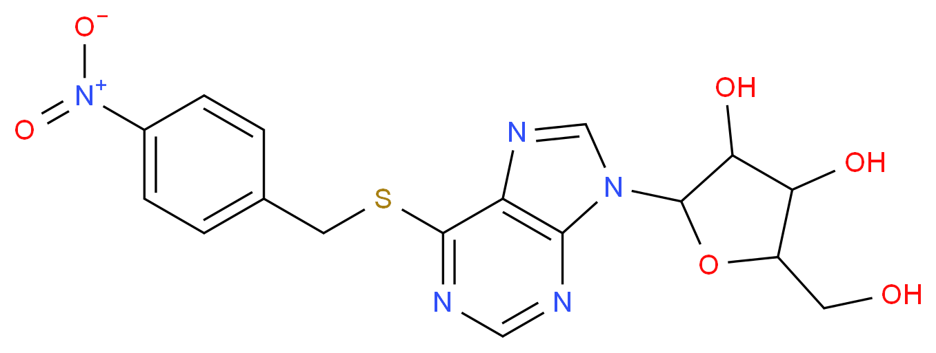 2-(hydroxymethyl)-5-(6-{[(4-nitrophenyl)methyl]sulfanyl}-9H-purin-9-yl)oxolane-3,4-diol_分子结构_CAS_38048-32-7