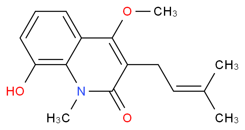 8-hydroxy-4-methoxy-1-methyl-3-(3-methylbut-2-en-1-yl)-1,2-dihydroquinolin-2-one_分子结构_CAS_67879-81-6