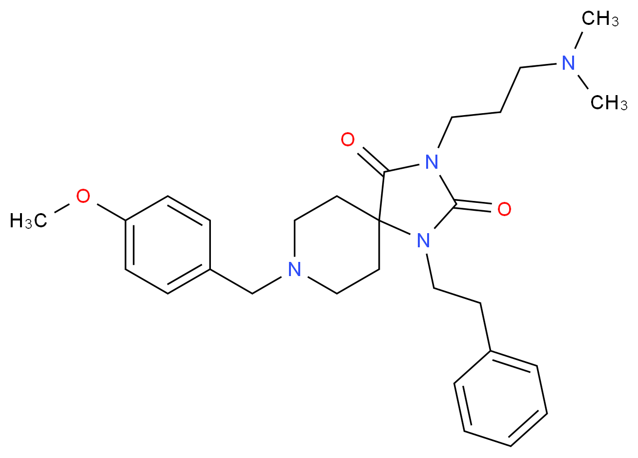 3-[3-(dimethylamino)propyl]-8-(4-methoxybenzyl)-1-(2-phenylethyl)-1,3,8-triazaspiro[4.5]decane-2,4-dione_分子结构_CAS_)