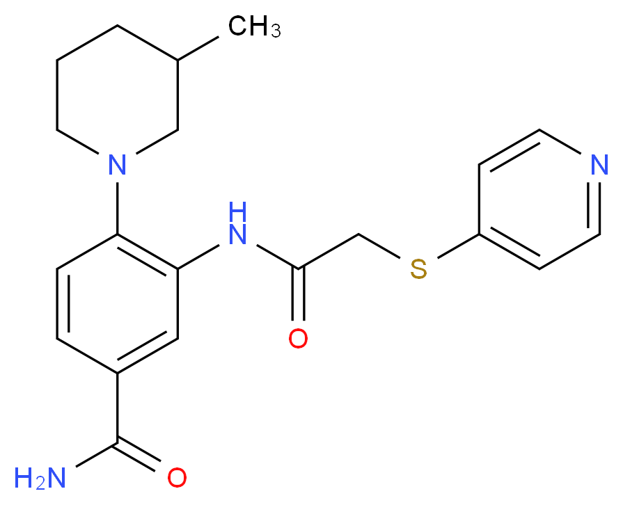 4-(3-methylpiperidin-1-yl)-3-{[(pyridin-4-ylthio)acetyl]amino}benzamide_分子结构_CAS_)