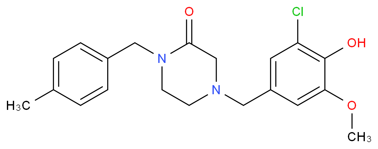 4-(3-chloro-4-hydroxy-5-methoxybenzyl)-1-(4-methylbenzyl)-2-piperazinone_分子结构_CAS_)