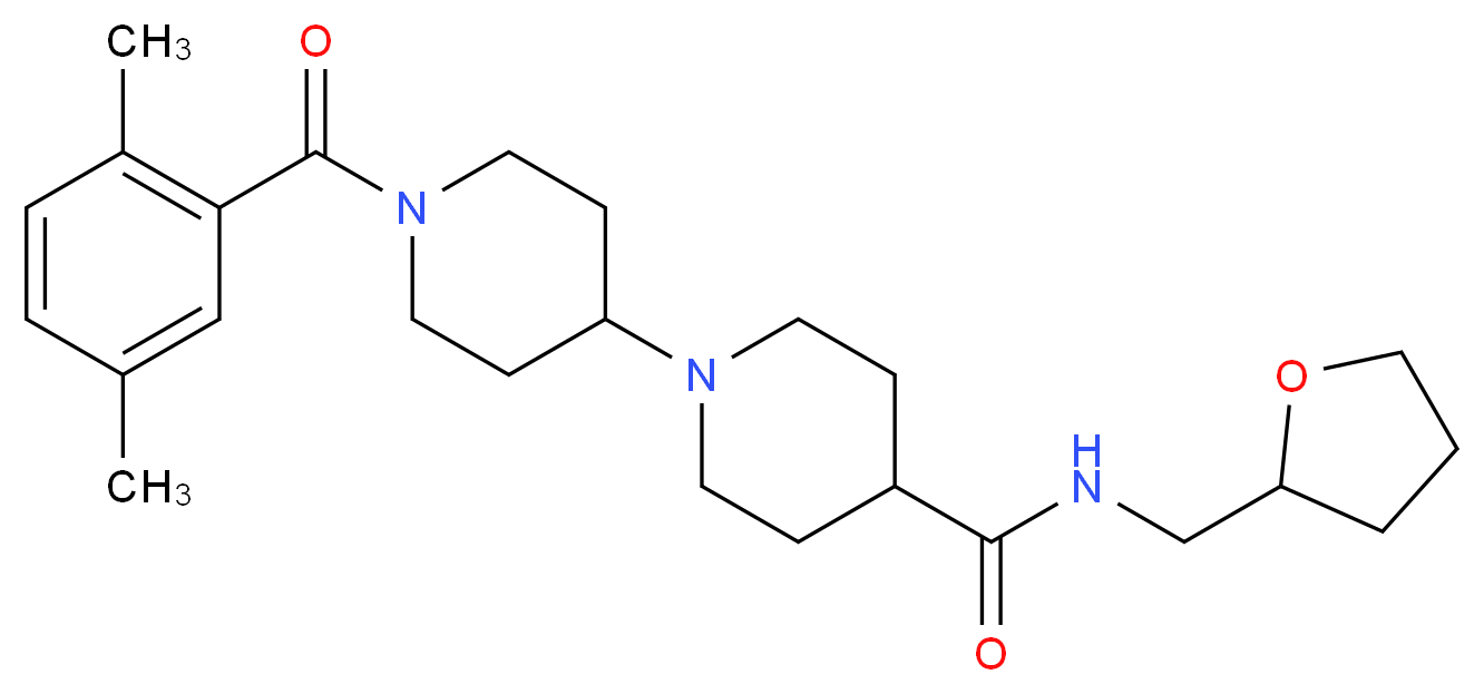 1'-(2,5-dimethylbenzoyl)-N-(tetrahydro-2-furanylmethyl)-1,4'-bipiperidine-4-carboxamide_分子结构_CAS_)