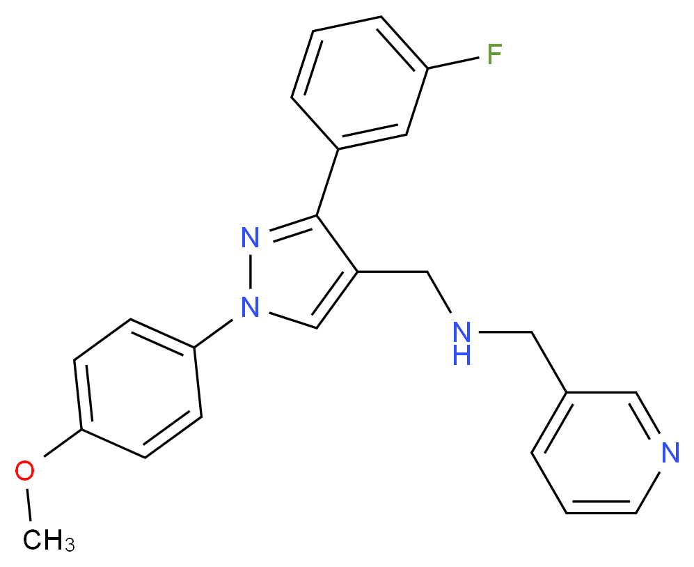 1-[3-(3-fluorophenyl)-1-(4-methoxyphenyl)-1H-pyrazol-4-yl]-N-(3-pyridinylmethyl)methanamine_分子结构_CAS_)