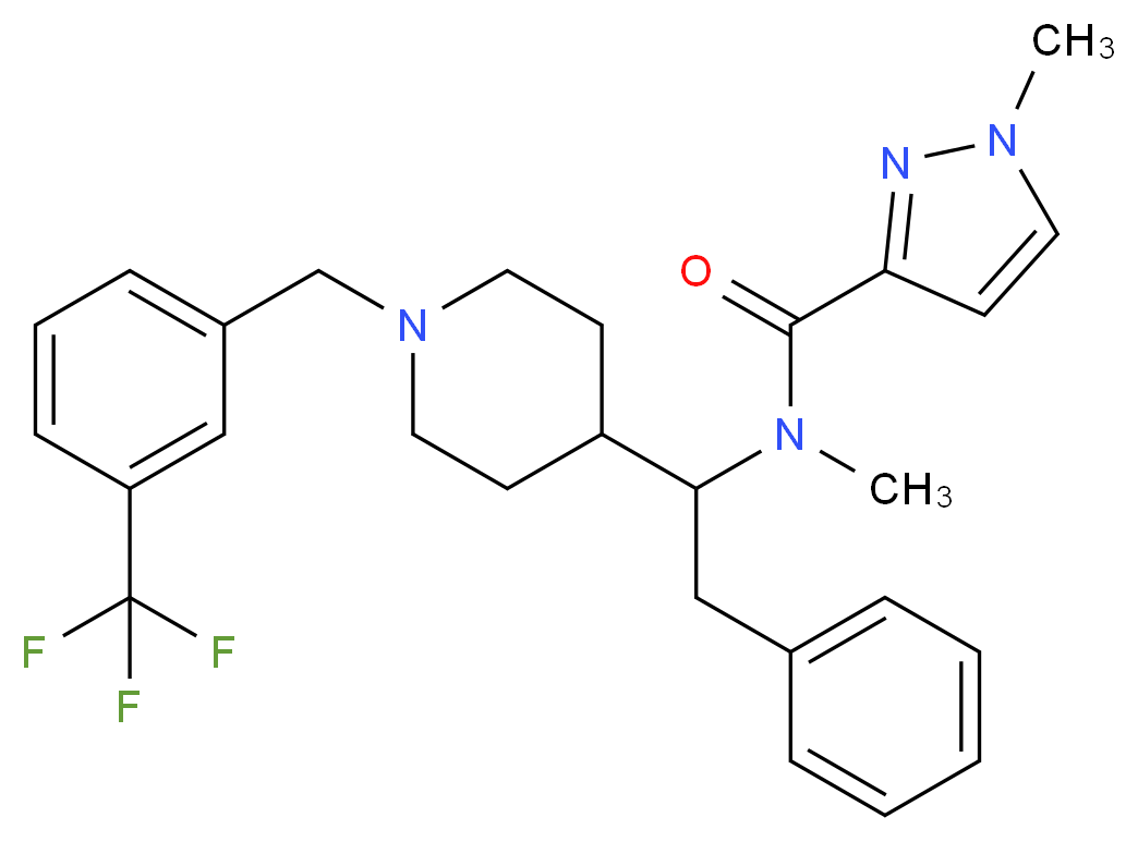 N,1-dimethyl-N-(2-phenyl-1-{1-[3-(trifluoromethyl)benzyl]-4-piperidinyl}ethyl)-1H-pyrazole-3-carboxamide_分子结构_CAS_)