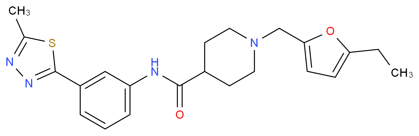 1-[(5-ethyl-2-furyl)methyl]-N-[3-(5-methyl-1,3,4-thiadiazol-2-yl)phenyl]-4-piperidinecarboxamide_分子结构_CAS_)