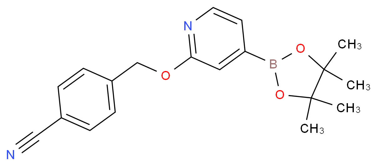 4-({[4-(tetramethyl-1,3,2-dioxaborolan-2-yl)pyridin-2-yl]oxy}methyl)benzonitrile_分子结构_CAS_1346708-14-2