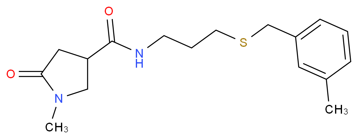 1-methyl-N-{3-[(3-methylbenzyl)thio]propyl}-5-oxopyrrolidine-3-carboxamide_分子结构_CAS_)