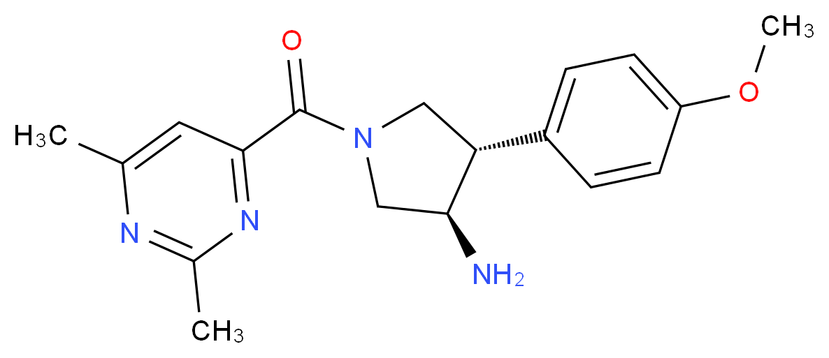 (3R*,4S*)-1-[(2,6-dimethylpyrimidin-4-yl)carbonyl]-4-(4-methoxyphenyl)pyrrolidin-3-amine_分子结构_CAS_)